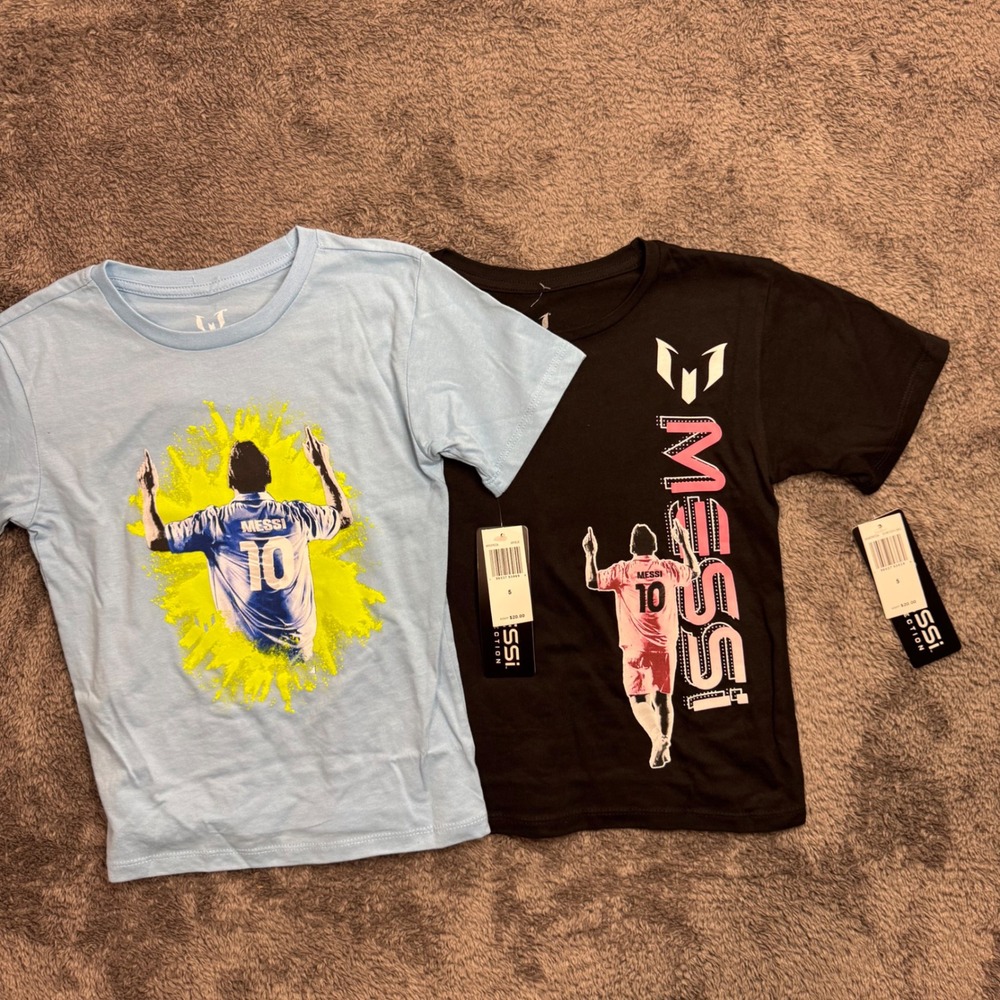 Messi Collection Kids Graphic T-Shirt 2-Pack Blue Black Size 5 NWT